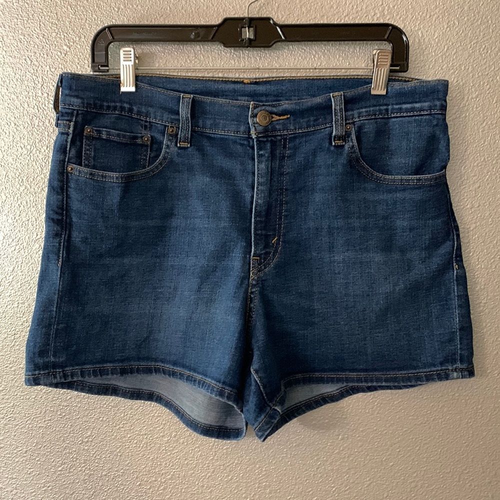 LEVI’S jean shorts—denim shorts style, featuring a zip button fly pockets